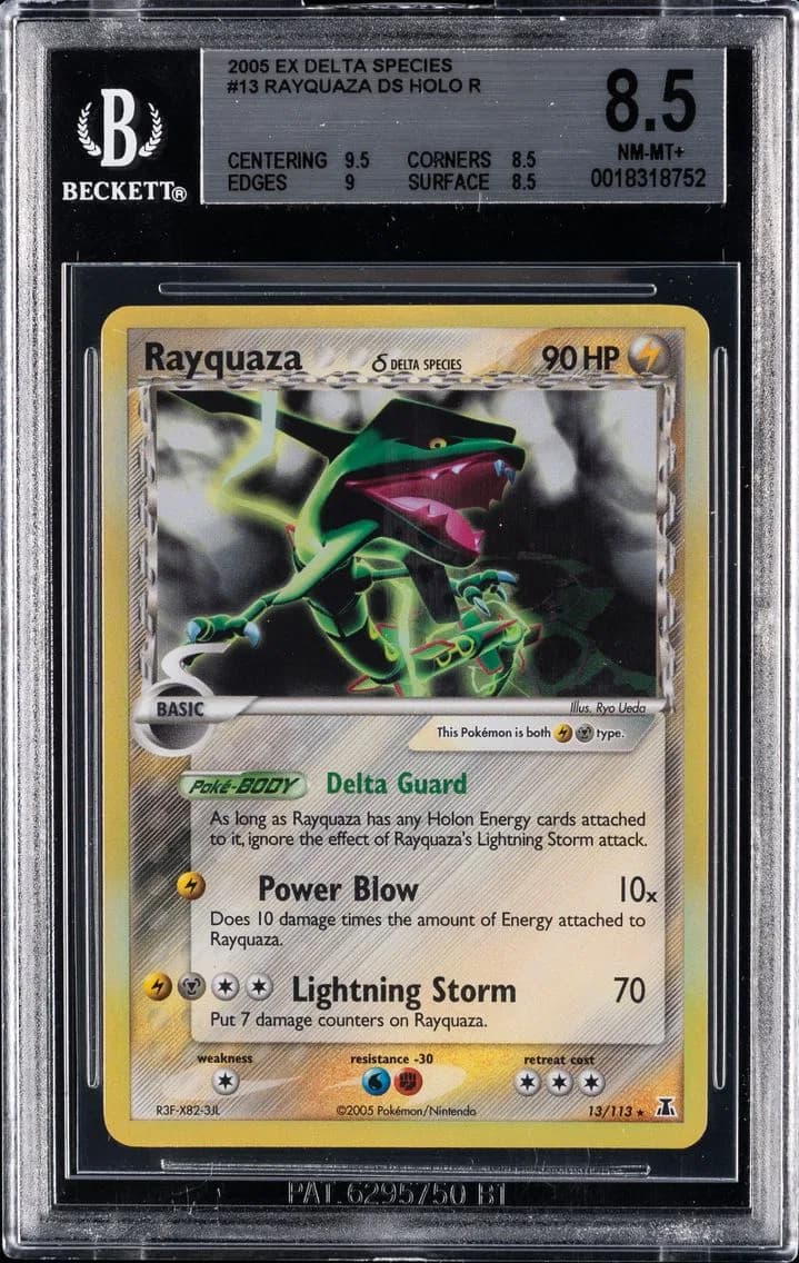 Rayquaza HOLO R BGS 8.5 EX Delta Species Pokemon, BGS 8.5