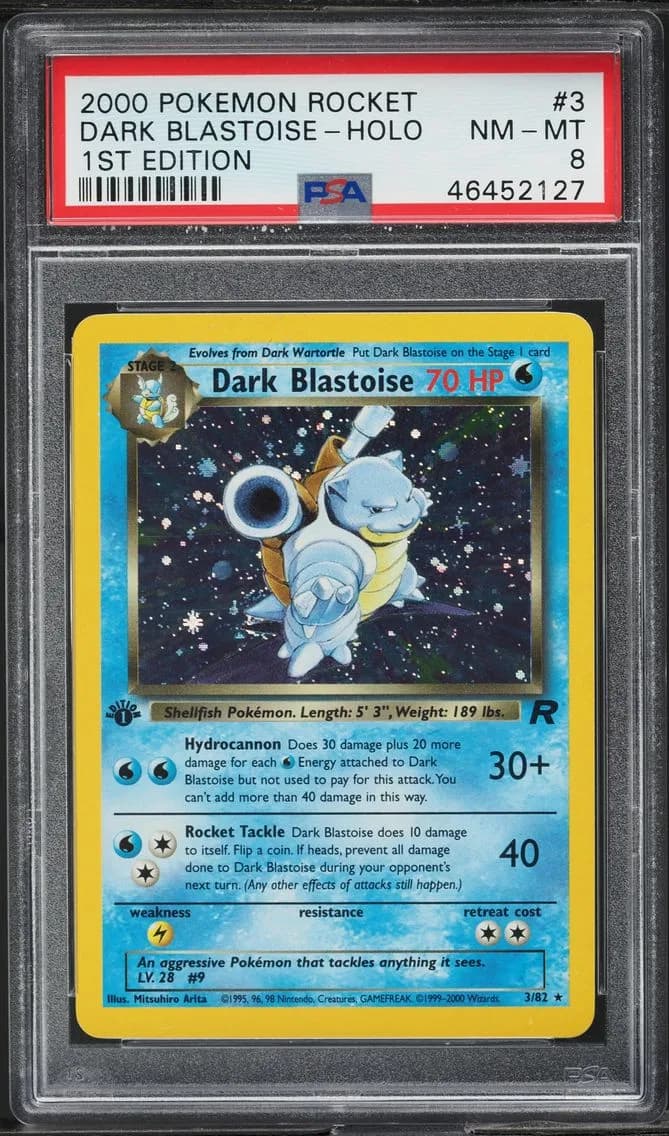 TEAM ROCKET 1ST EDITION HOLO DARK BLASTOISE, PSA 8