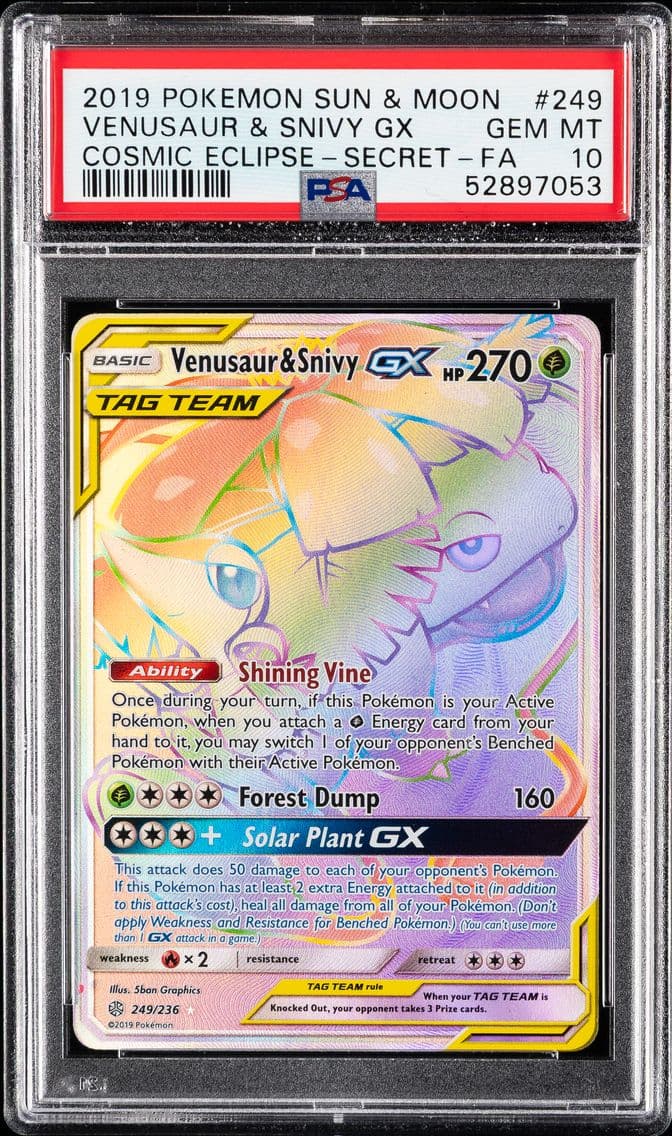 Full Art/Venusaur & Snivy GX, PSA 10