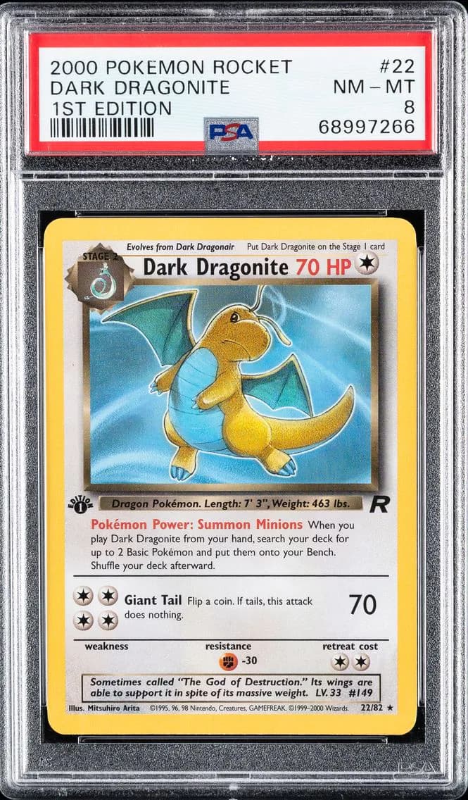 Dark Dragonite 1st Edition, PSA 8