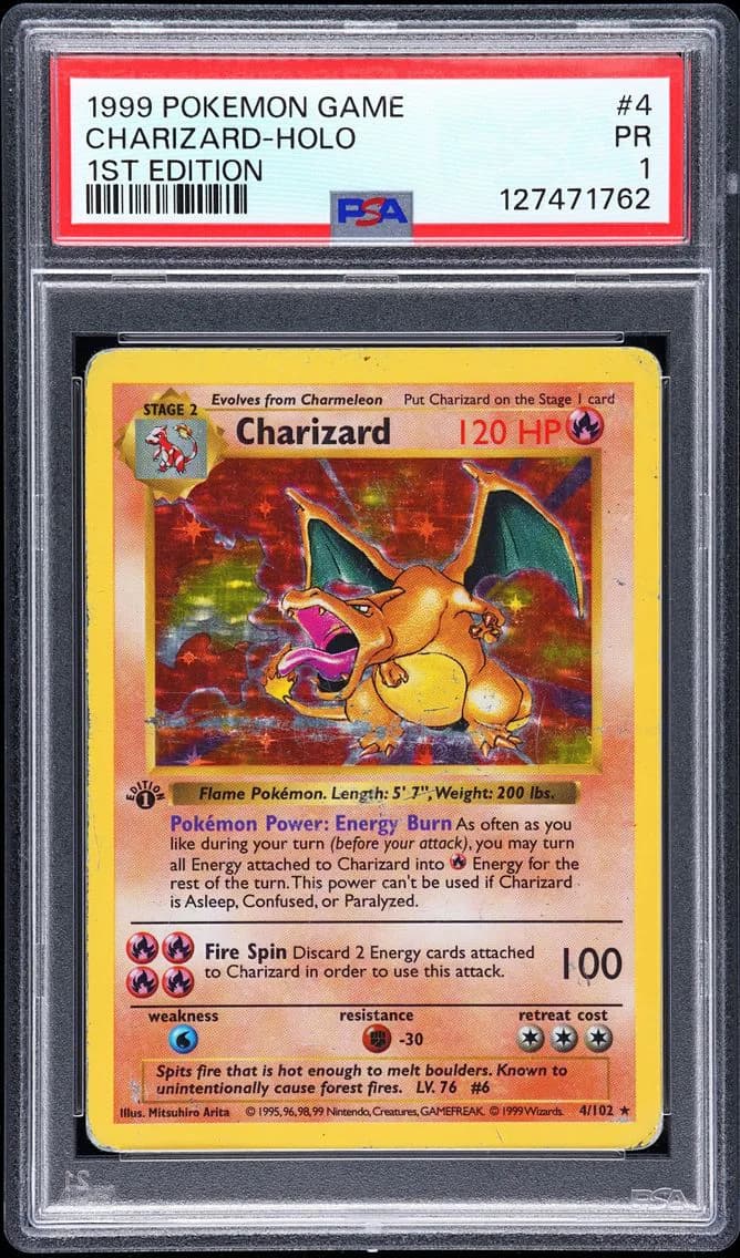 Charizard-Holo 1st Edition, PSA 1