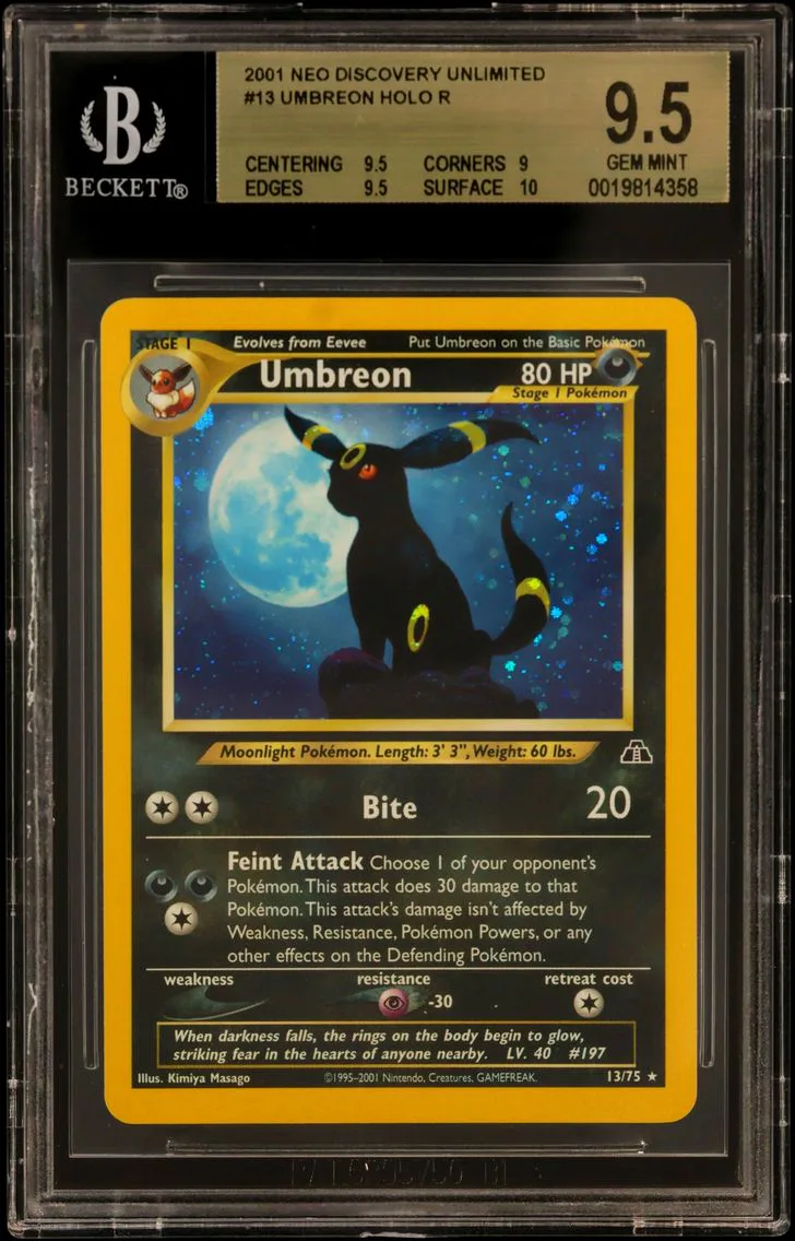 Umbreon HOLO R BGS 9.5 Neo Discovery Unlimited, BGS 9.5