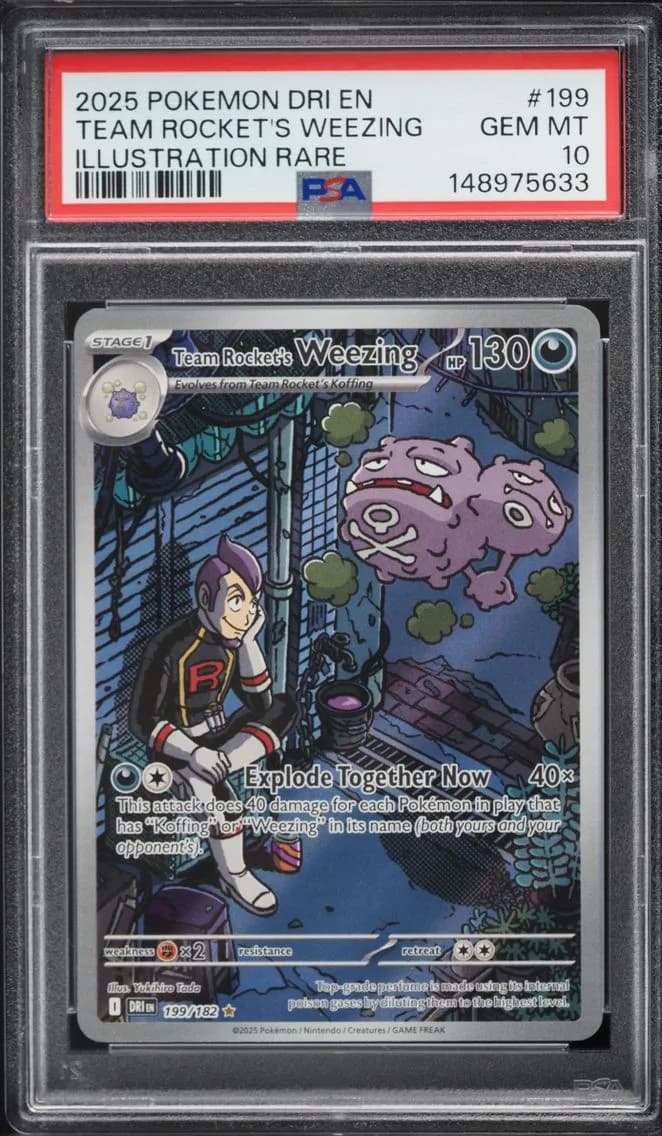 Pokemon Scarlet & Violet Destined Rivals IR Team Rocket's Weezing #199, PSA 10