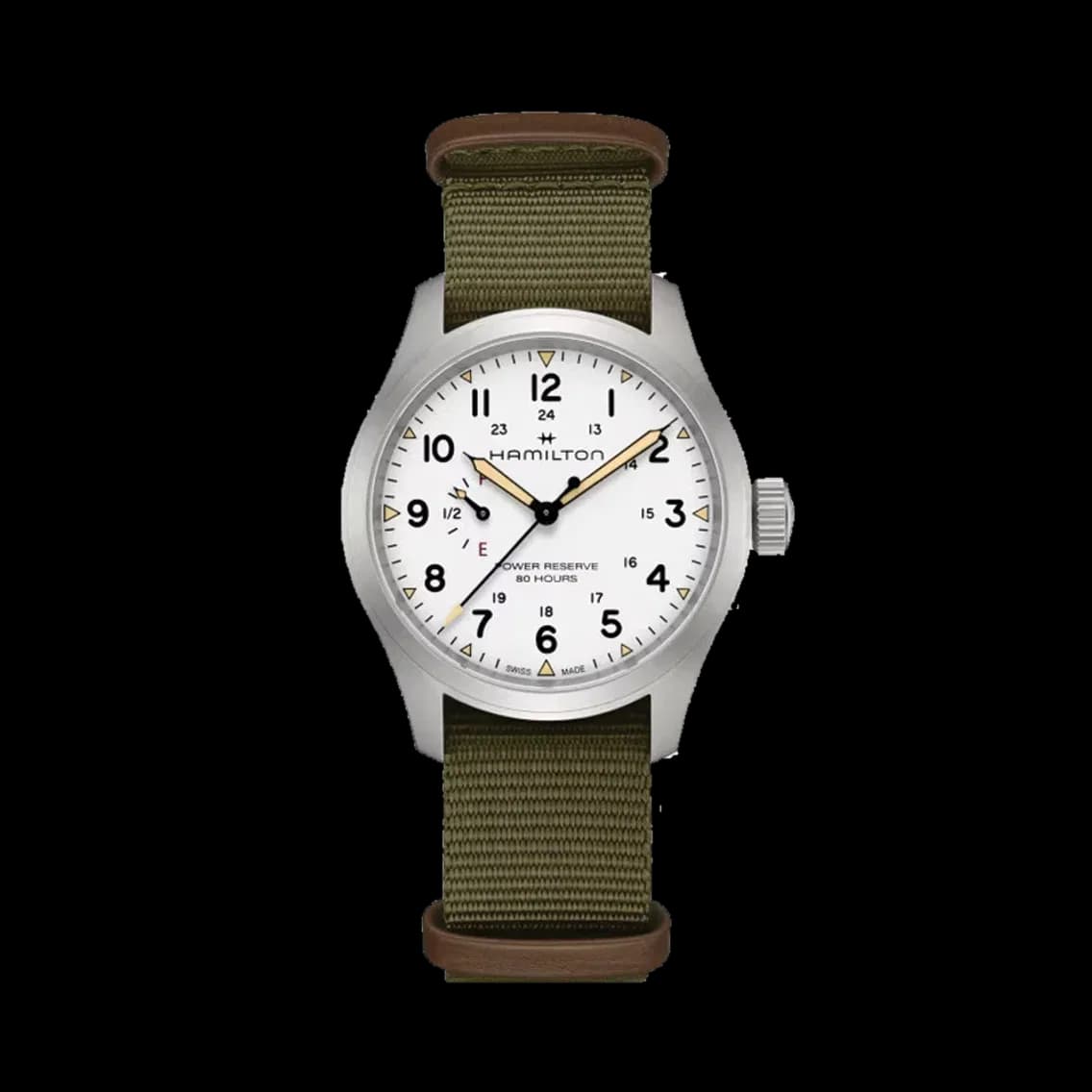Hamilton Khaki Field Mechanical Power Reserve 40mm - White on Fabric Strap, TEDDY BALDASSARRE 10