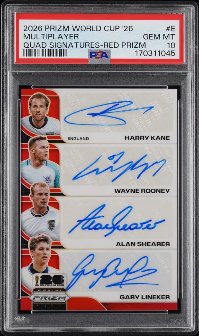 Alan Shearer/Gary Lineker/Harry Kane/Wayne Rooney, PSA 10