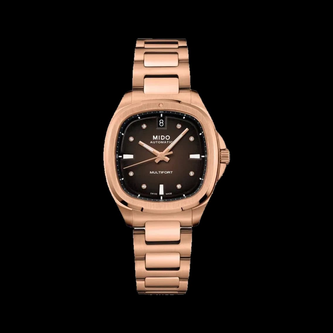 MIDO Multifort TV with Diamonds Rose Gold PVD 35mm - Brown on Bracelet, TEDDY BALDASSARRE 10
