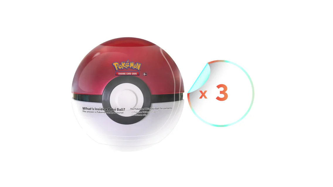 x3 Poke Ball Tin 2025 (ASSORTED), 