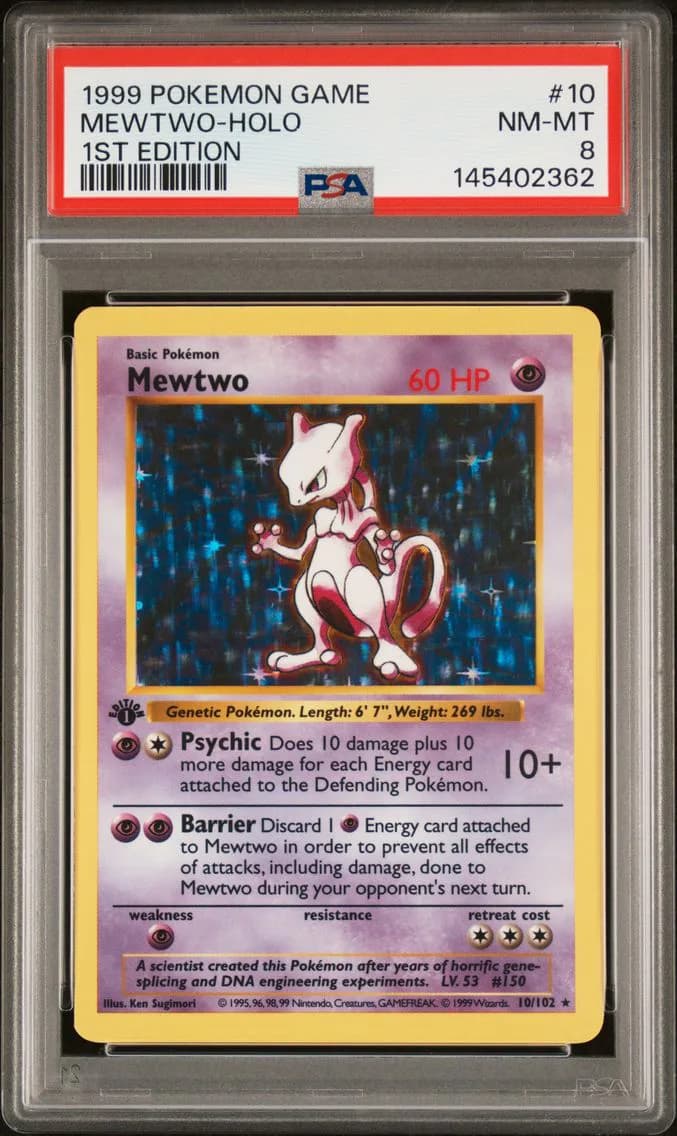 Mewtwo-Holo 1st Edition, PSA 8