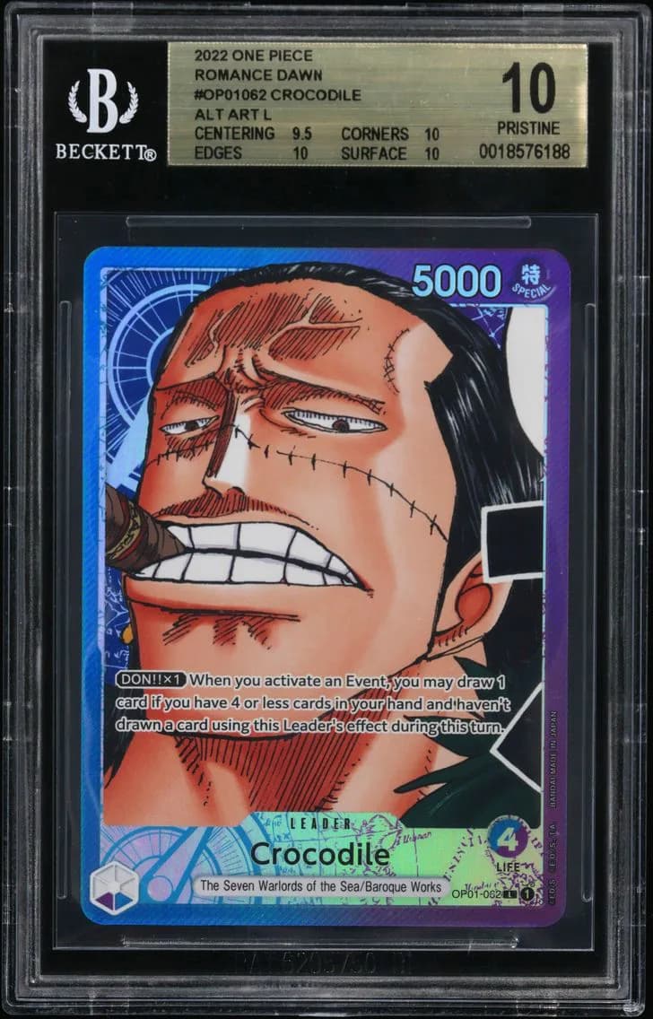 Crocodile ALT ART L BGS 10 One Piece Card Game Romance Dawn, BGS 10
