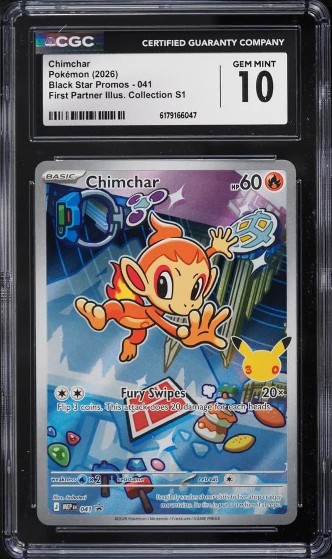Pokemon Mega Evolution Promo First Partner Illustration S1 Full Art Chimchar #41, CGC 10
