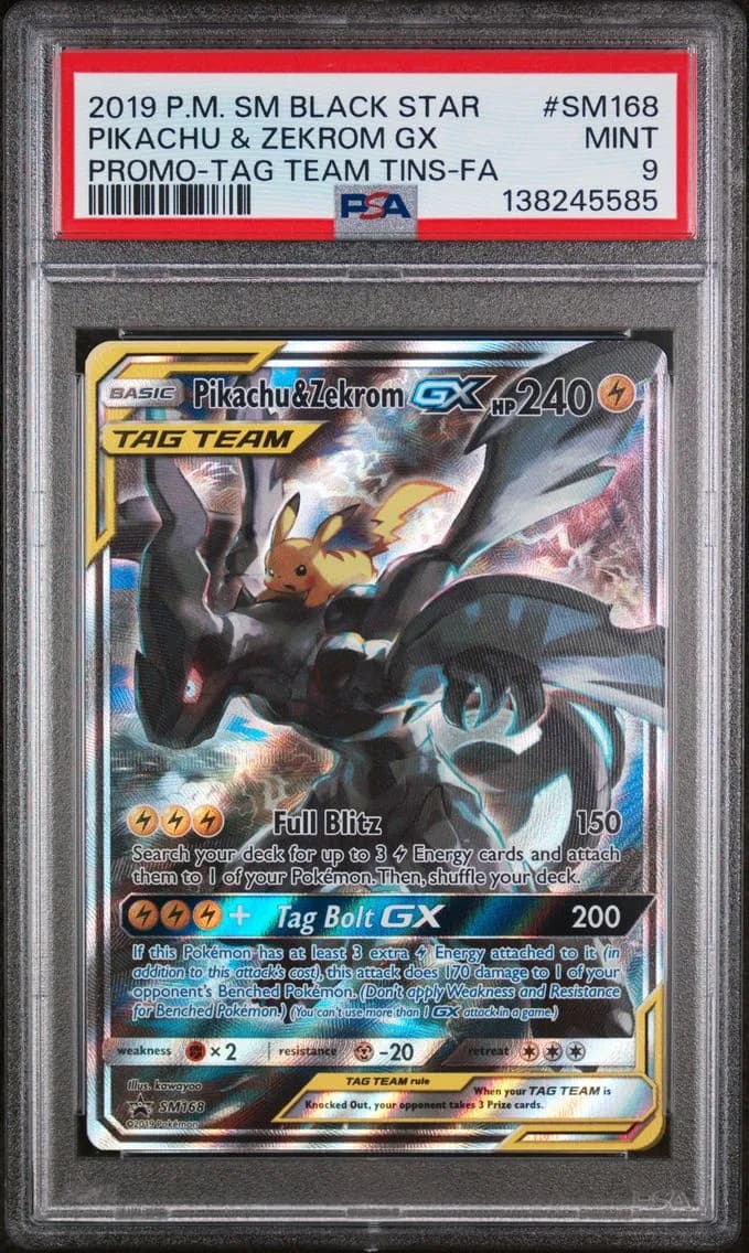 Full Art/Pikachu & Zekrom GX, PSA 9