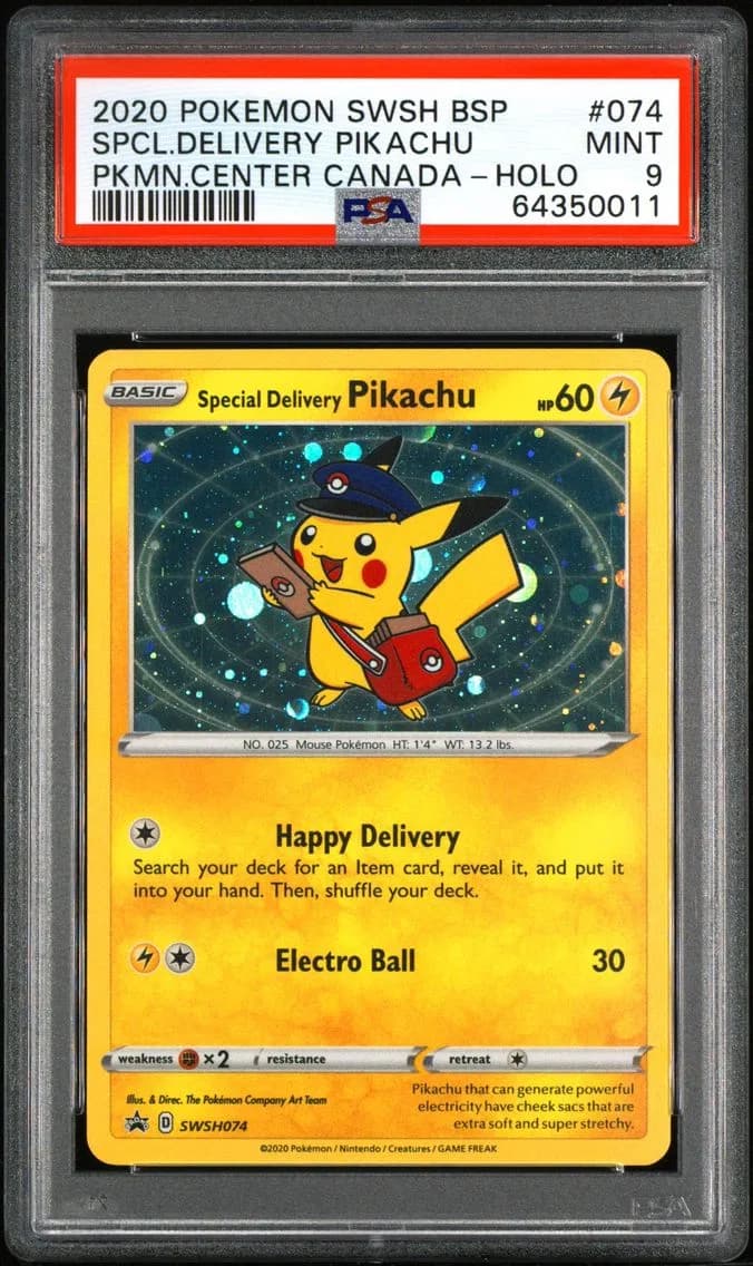 Special Delivery Pikachu-Holo, PSA 9