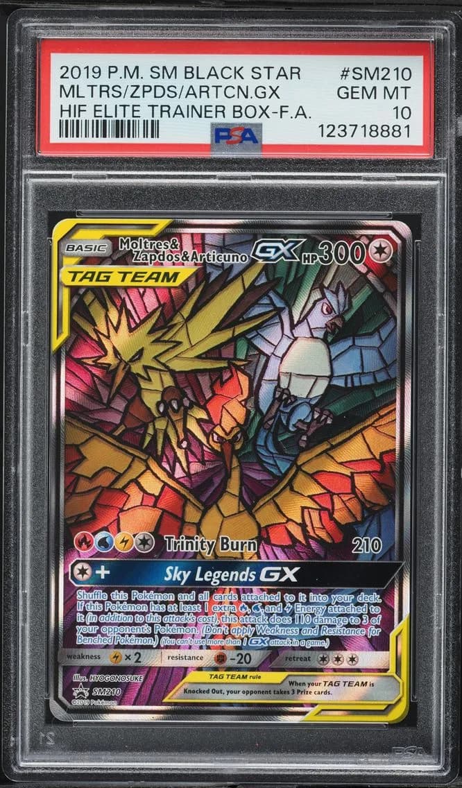 Full Art/Moltres & Zapdos & Articuno GX, PSA 10