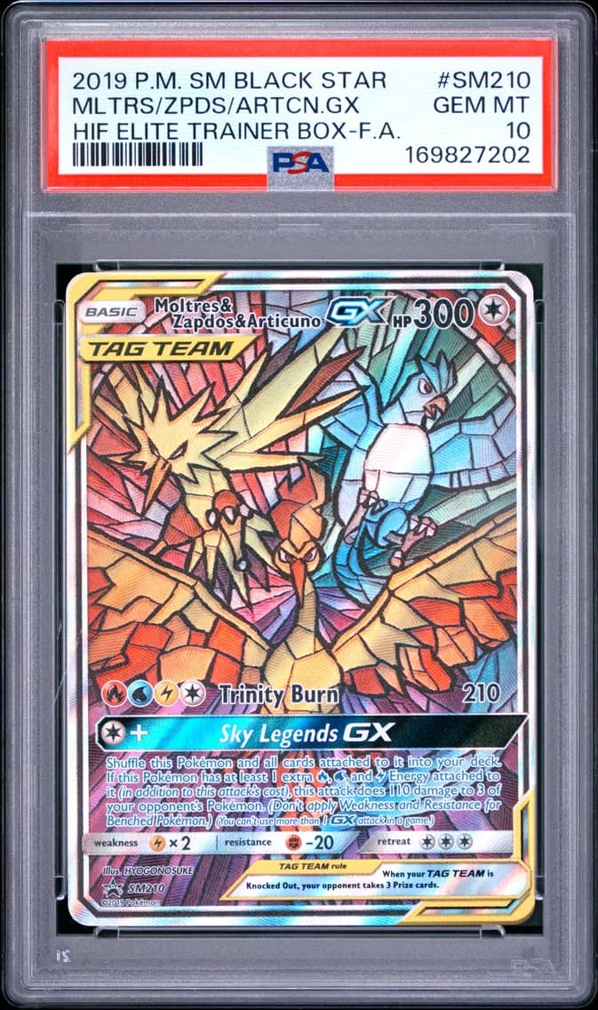 Full Art/Moltres & Zapdos & Articuno GX, PSA 10