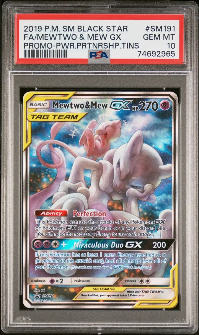 Full Art/Mewtwo & Mew GX, PSA 10