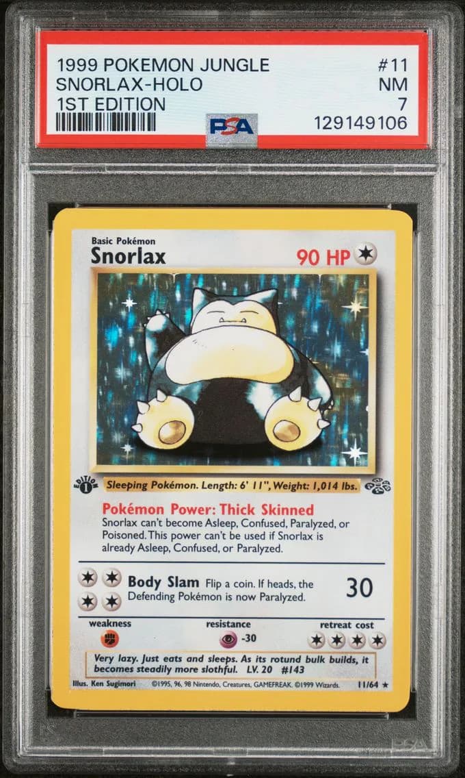 Snorlax-Holo 1st Edition, PSA 7