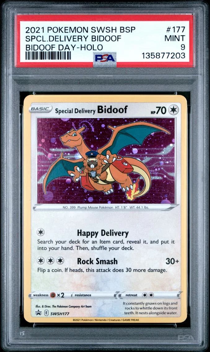 Special Delivery Bidoof-Holo, PSA 9