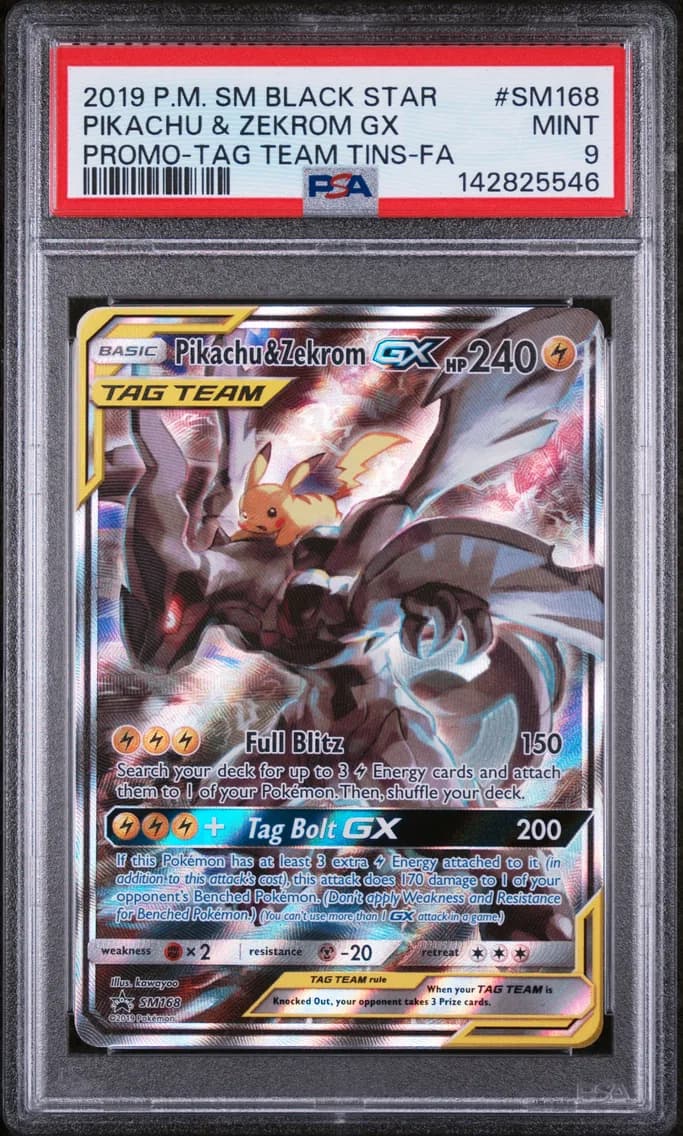 Full Art/Pikachu & Zekrom GX, PSA 9