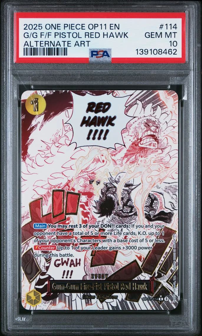 Gum-Gum Fire-Fist Pistol Red Hawk Alternate Art, PSA 10