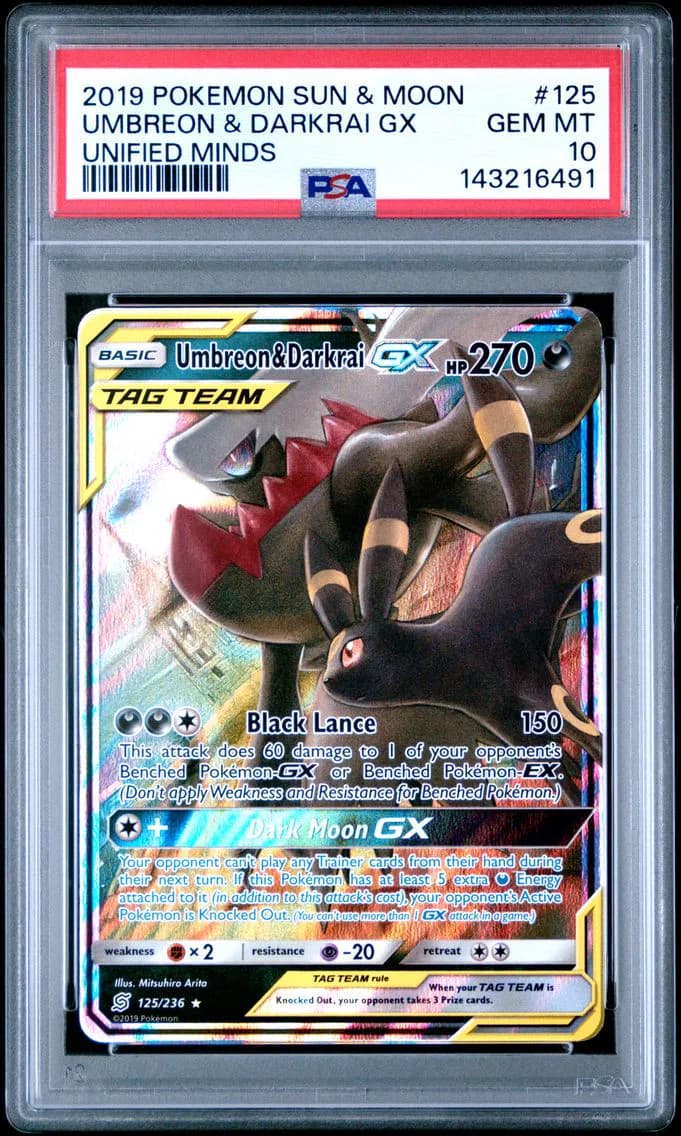 Umbreon & Darkrai GX, PSA 10