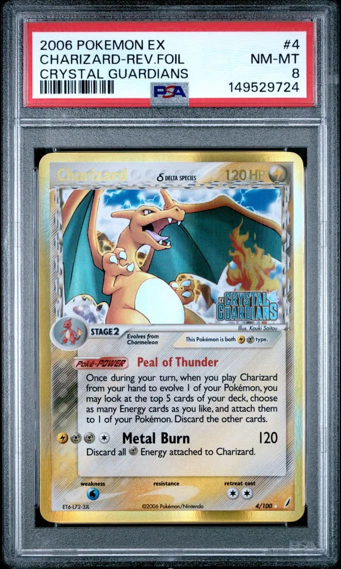 Charizard-Reverse Foil, PSA 8