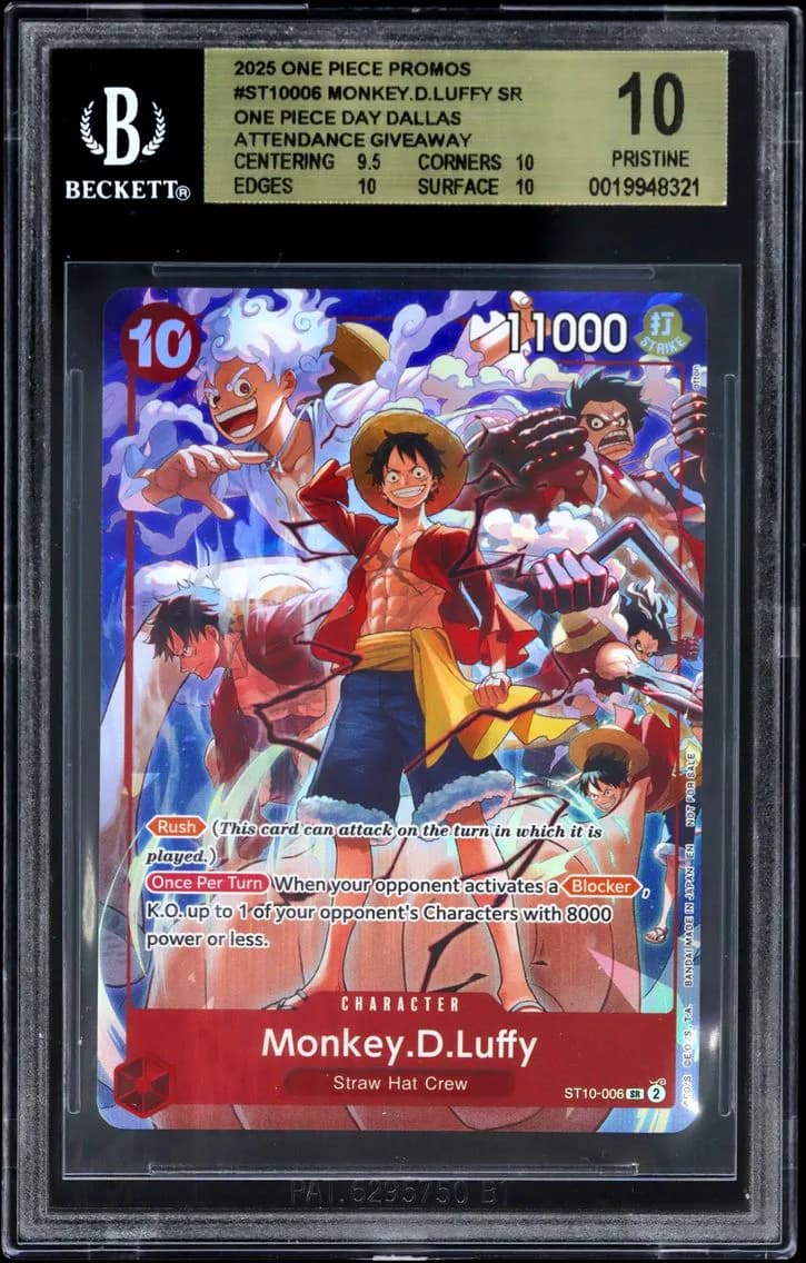 Monkey.D.Luffy SR/(ONE PIECE DAY Dallas Attendance Giveaway) BGS 10 One Piece Card Game Promos, BGS 10