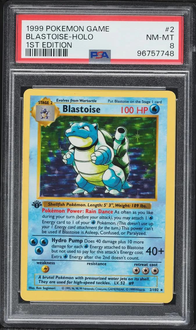 Blastoise-Holo 1st Edition, PSA 8