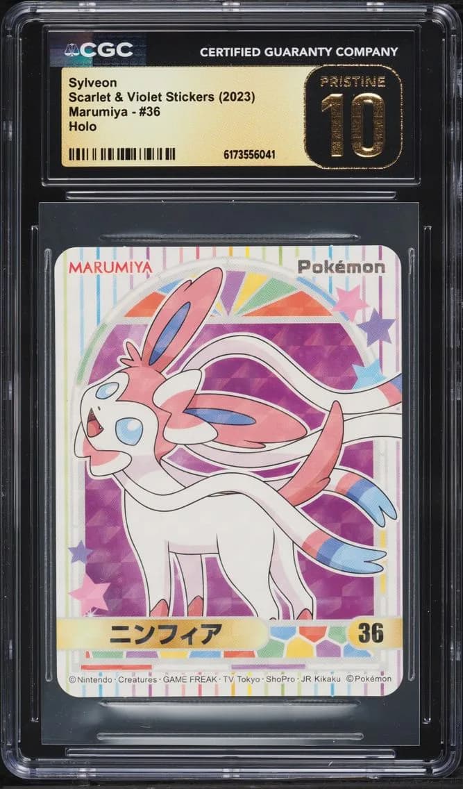 Pokemon Japanese Scarlet & Violet Stickers Marumiya Holo Sylveon #36, CGC Pristine 10