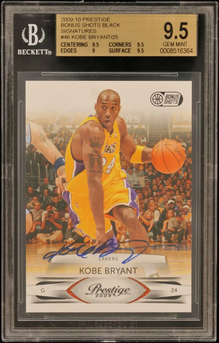 Kobe Bryant/25 BGS 9.5 Prestige Bonus Shots Black Signatures, BGS 9.5