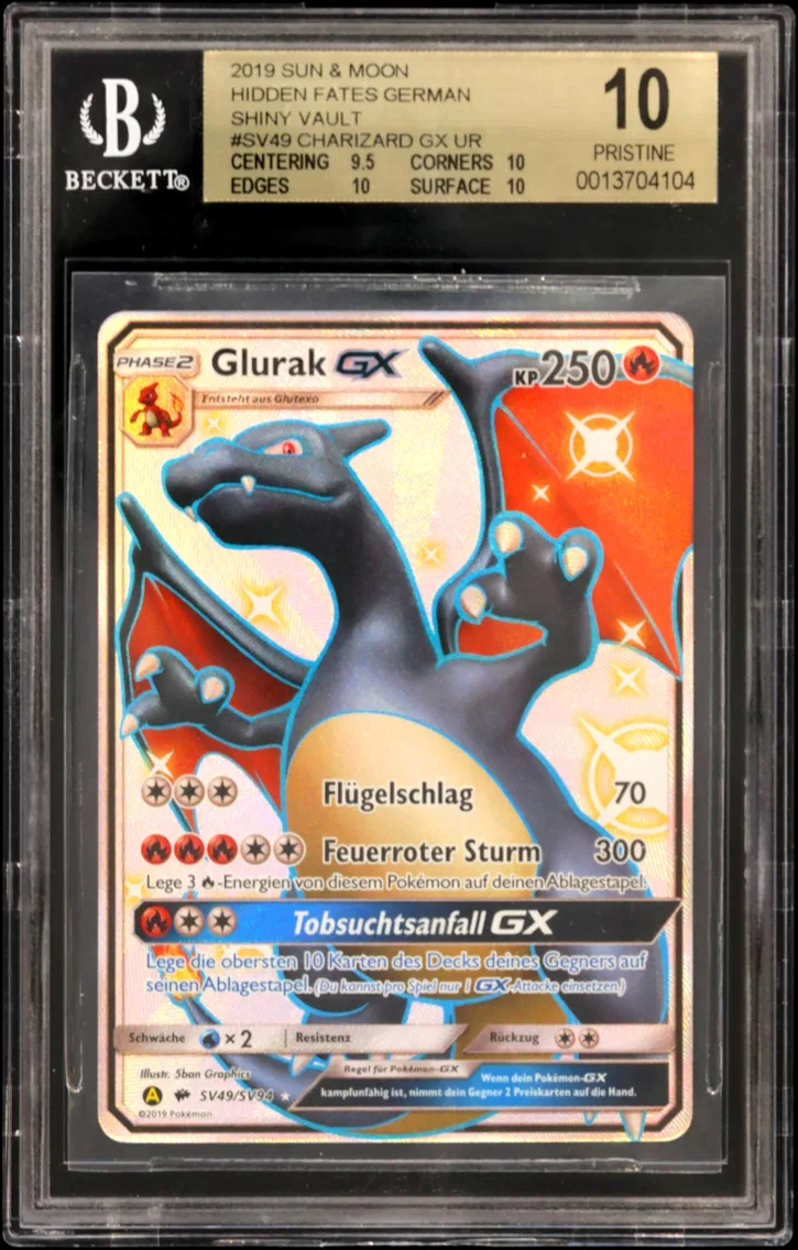 Charizard GX UR BGS 10 Sun and Moon Hidden Fates German Shiny Vault, BGS 10