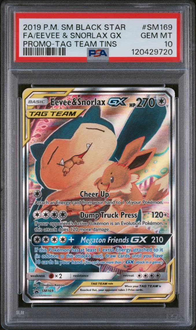 Full Art/Eevee & Snorlax GX, PSA 10
