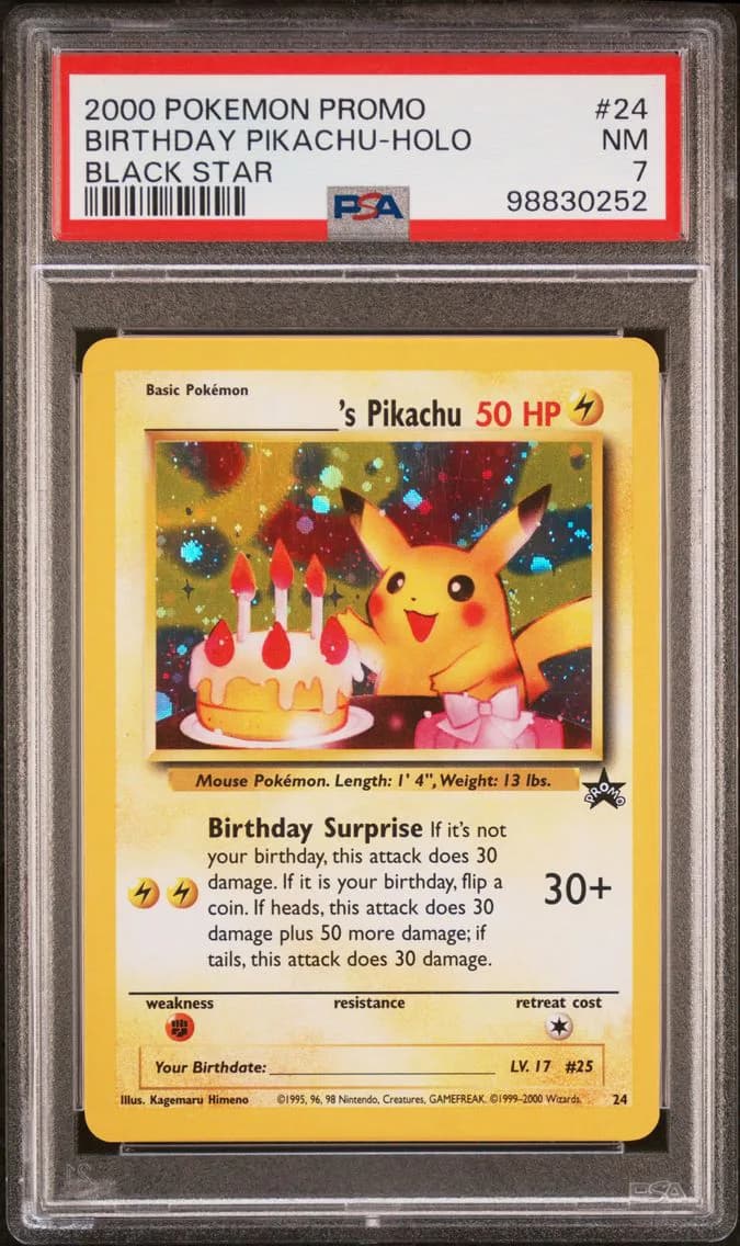 Birthday Pikachu-Holo, PSA 7
