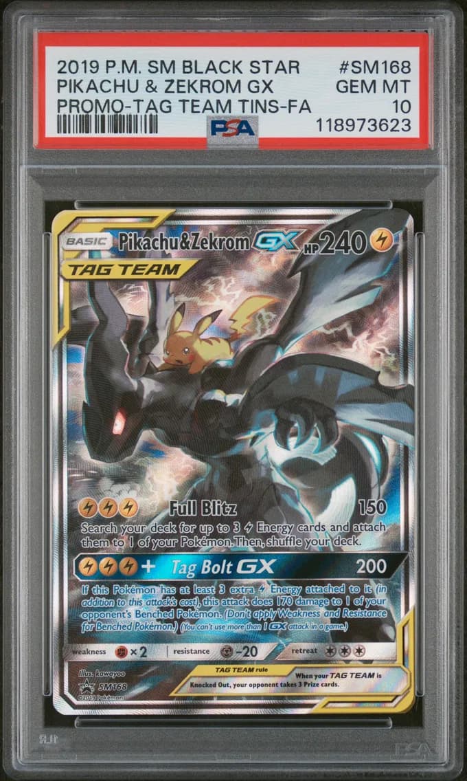Full Art/Pikachu & Zekrom GX, PSA 10