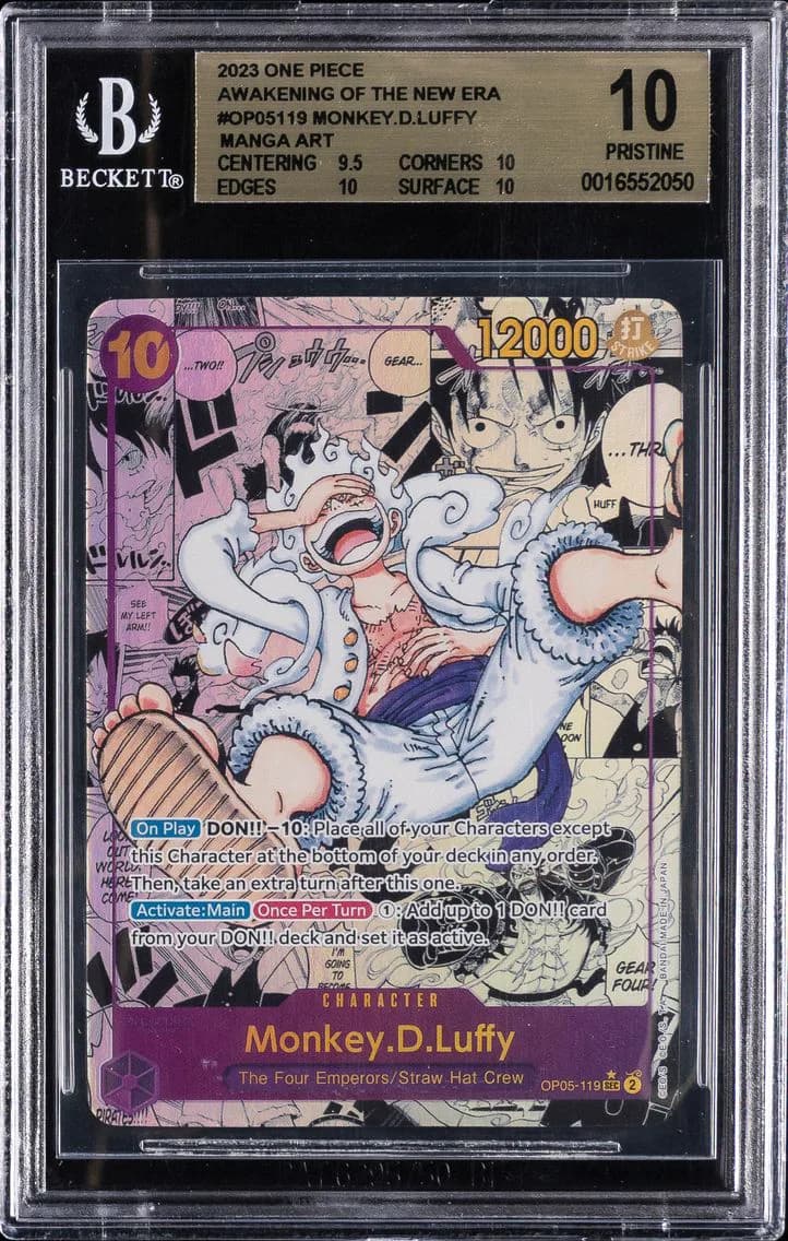 Monkey D. Luffy BGS 10 One Piece OP05-Awakening of the New Era Pokemon, BGS Pristine 10
