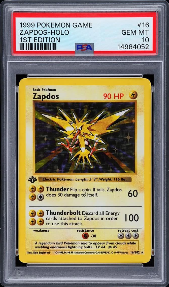 Zapdos-Holo 1st Edition, PSA 10
