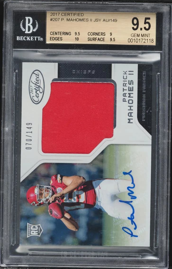 Patrick Mahomes II BGS 9.5 Panini Certified Football, BGS 9.5