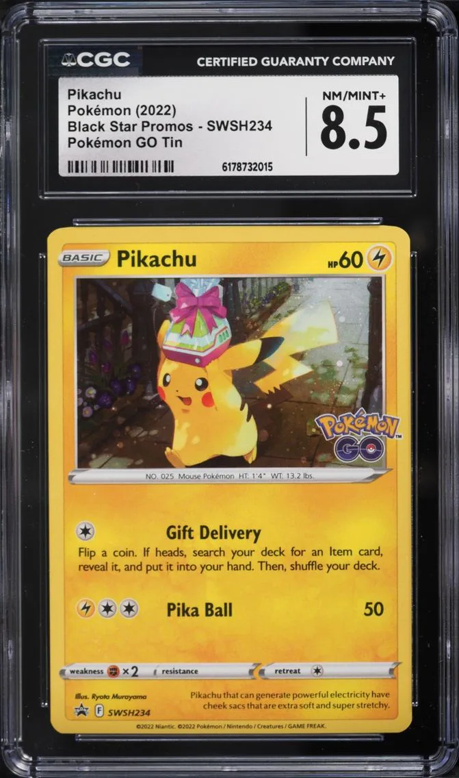 Pokemon Sword & Shield Promo GO Tin Holo Pikachu #SWSH234, CGC 8.5