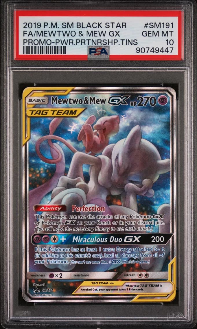 Full Art/Mewtwo & Mew GX, PSA 10