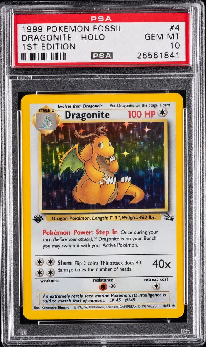 Dragonite-Holo 1st Edition, PSA 10
