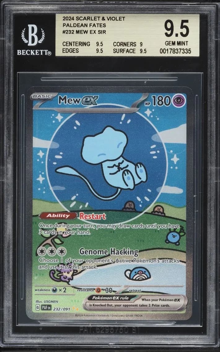 Pokemon Scarlet & Violet Paldean Fates SIR Shiny Mew Ex #232, BGS 9.5