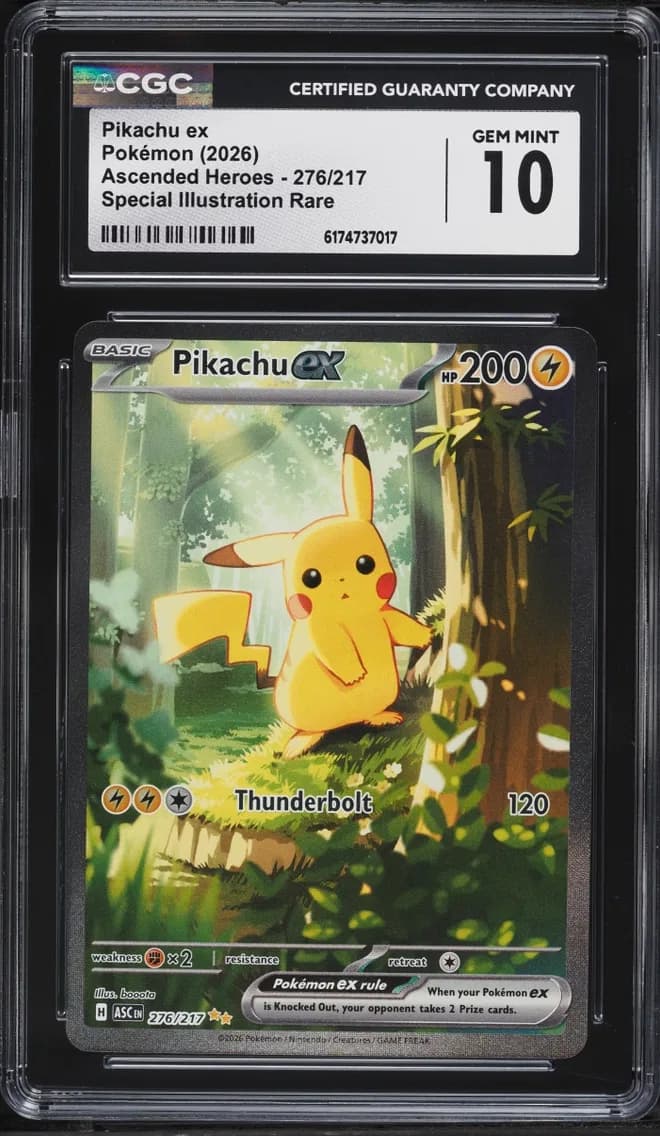 Pokemon Mega Evolution Ascended Heroes SIR Pikachu EX #276, CGC 10