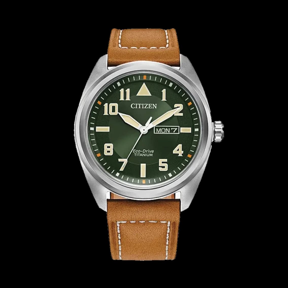 Citizen Garrison Eco-Drive Super Titanium 42mm - Green on Leather Strap, TEDDY BALDASSARRE 10