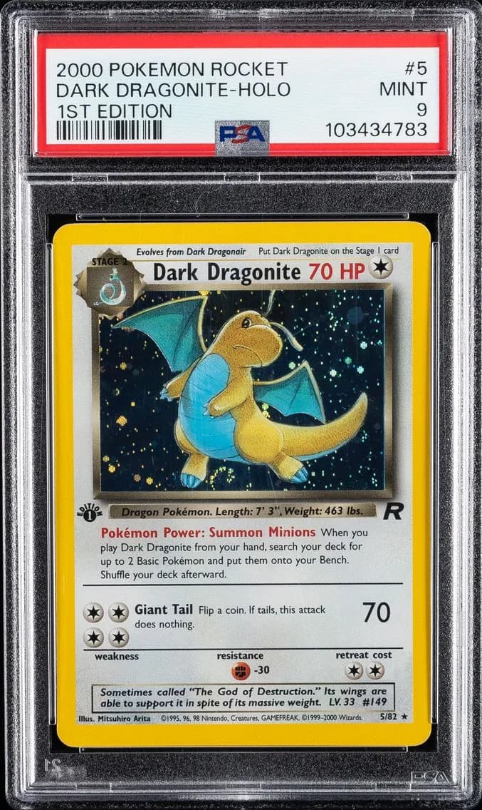 DARK DRAGONITE-HOLO, PSA 9