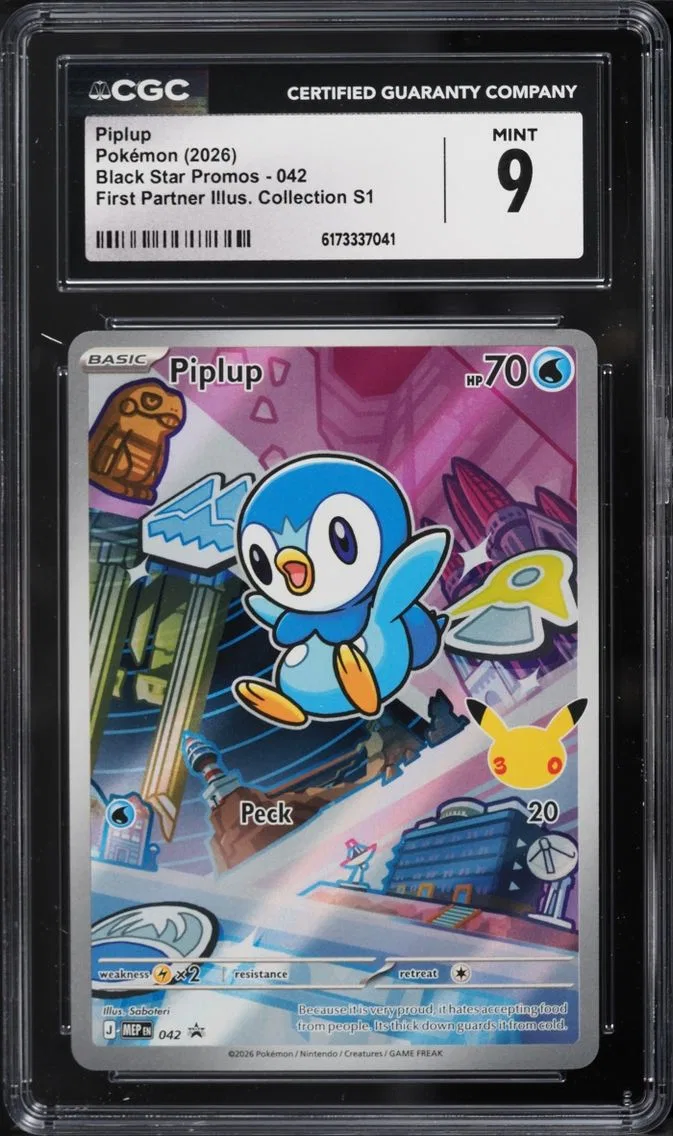 Pokemon Mega Evolution Promo First Partner Illustration Full Art Piplup #42, CGC 9