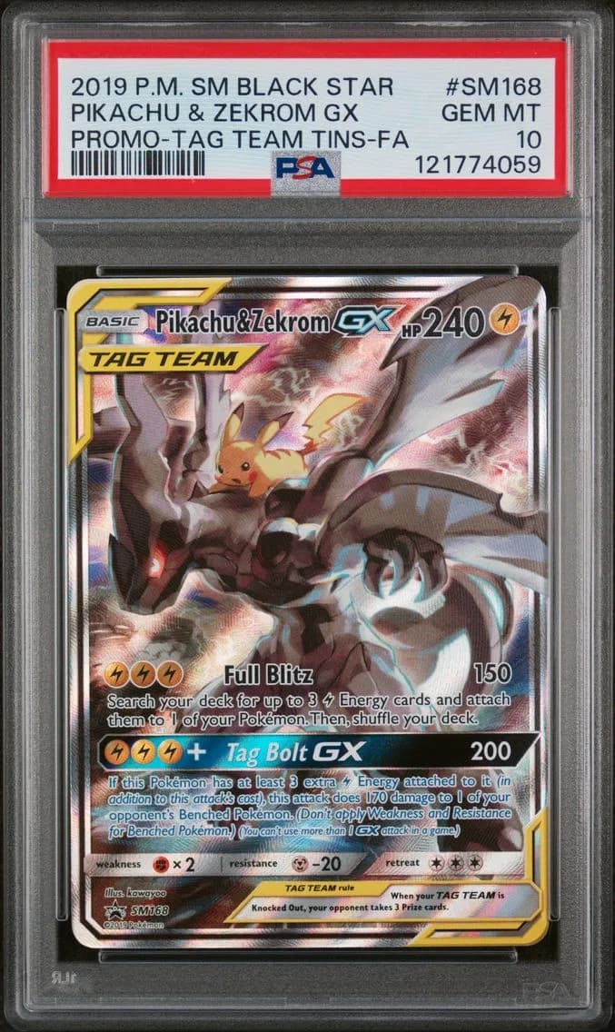 Full Art/Pikachu & Zekrom GX, PSA 10