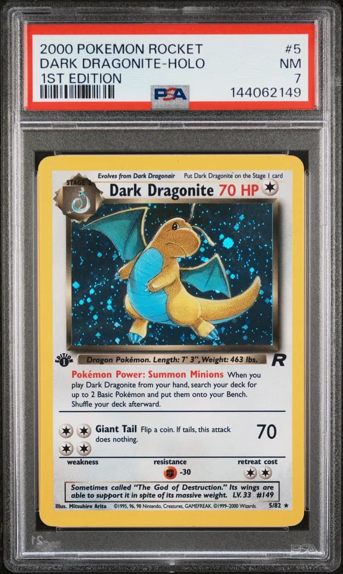 Dark Dragonite-Holo 1st Edition, PSA 7