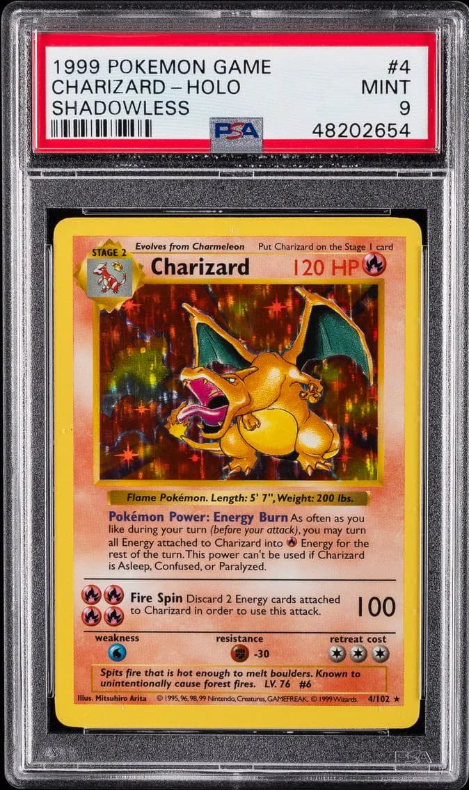 Charizard-Holo Shadowless, PSA 9