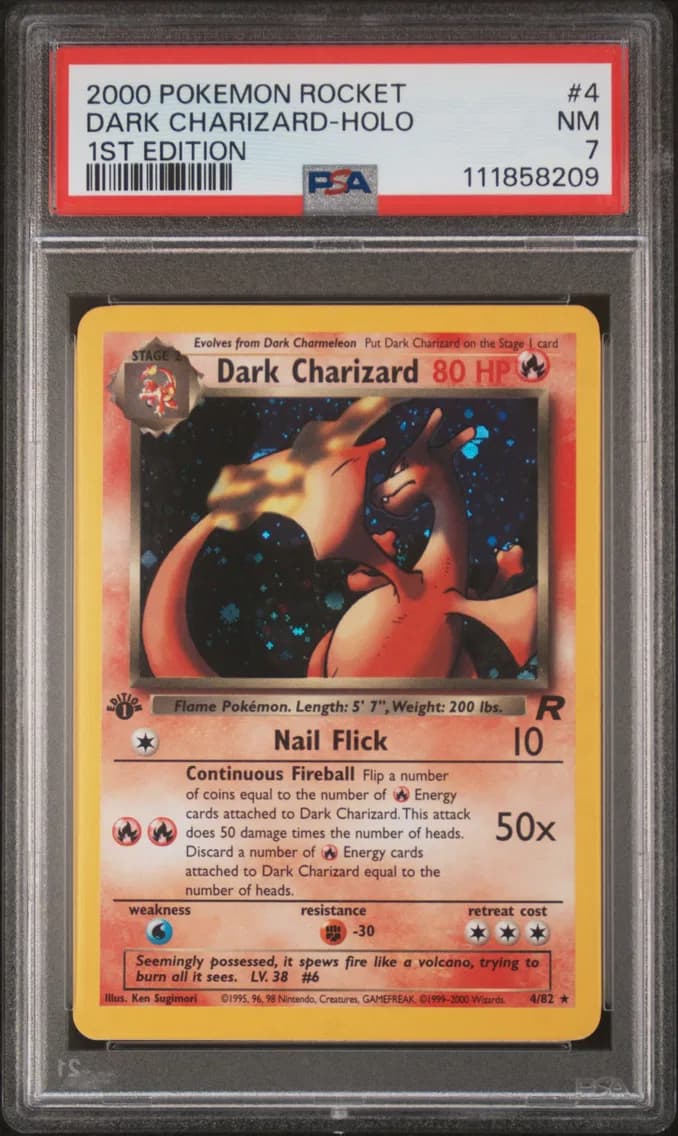 Dark Charizard-Holo 1st Edition, PSA 7