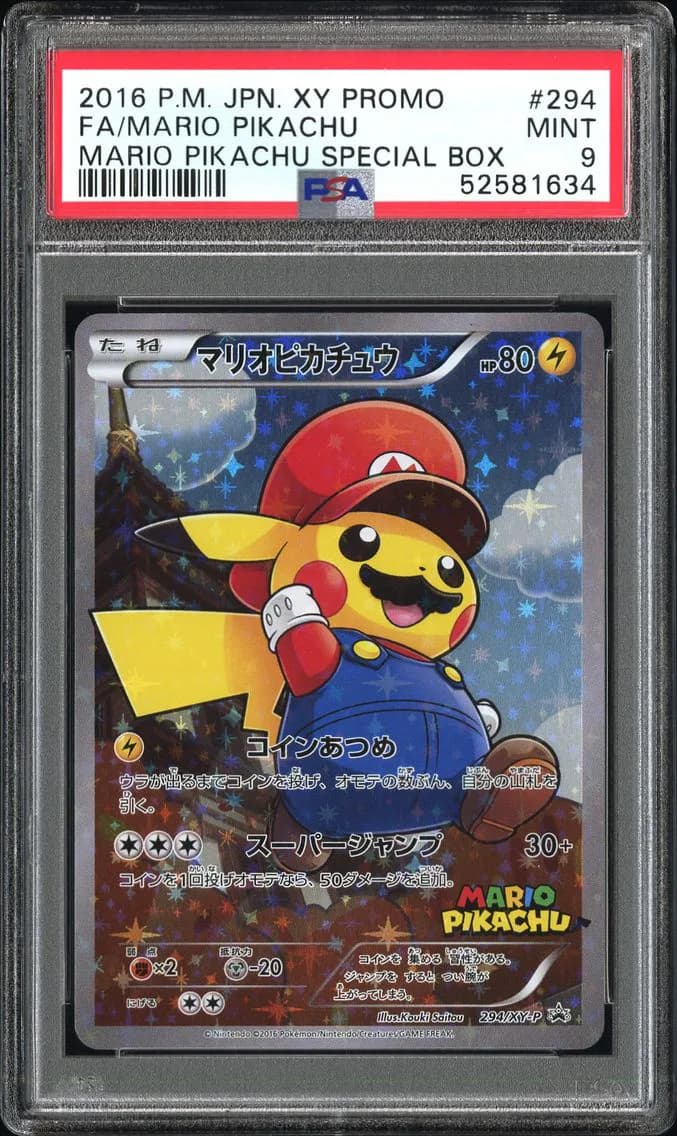 Full Art/Mario Pikachu, PSA 9