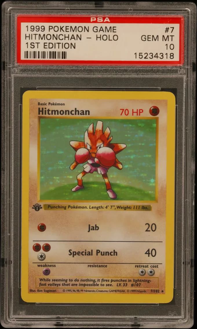 Hitmonchan-Holo 1st Edition, PSA 10